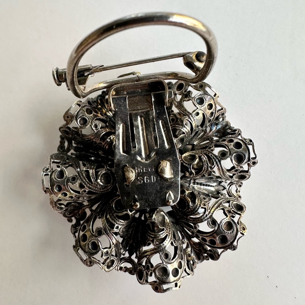 Vintage 1950s Christian Dior Rhinestone Dual Brooch & Scarf / Dress Clip - Picture 5 of 10